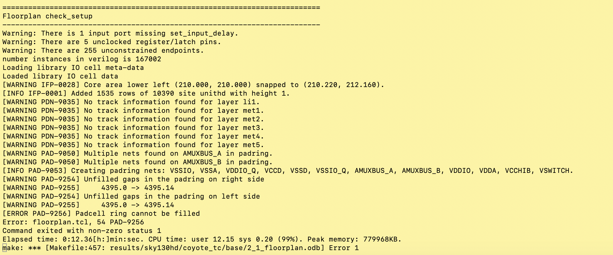Unable to run sky130hd gcd · Issue 1241 · TheOpenROADProject/OpenROADflowscripts · GitHub