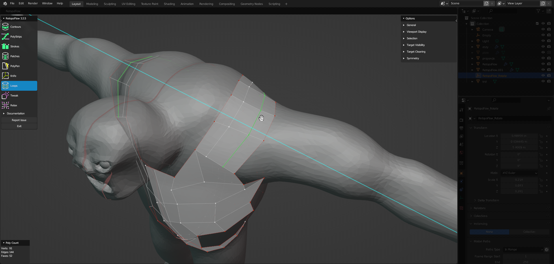 Retopologizing When entering retopology mode, I can't use any tool (like polystrips ...