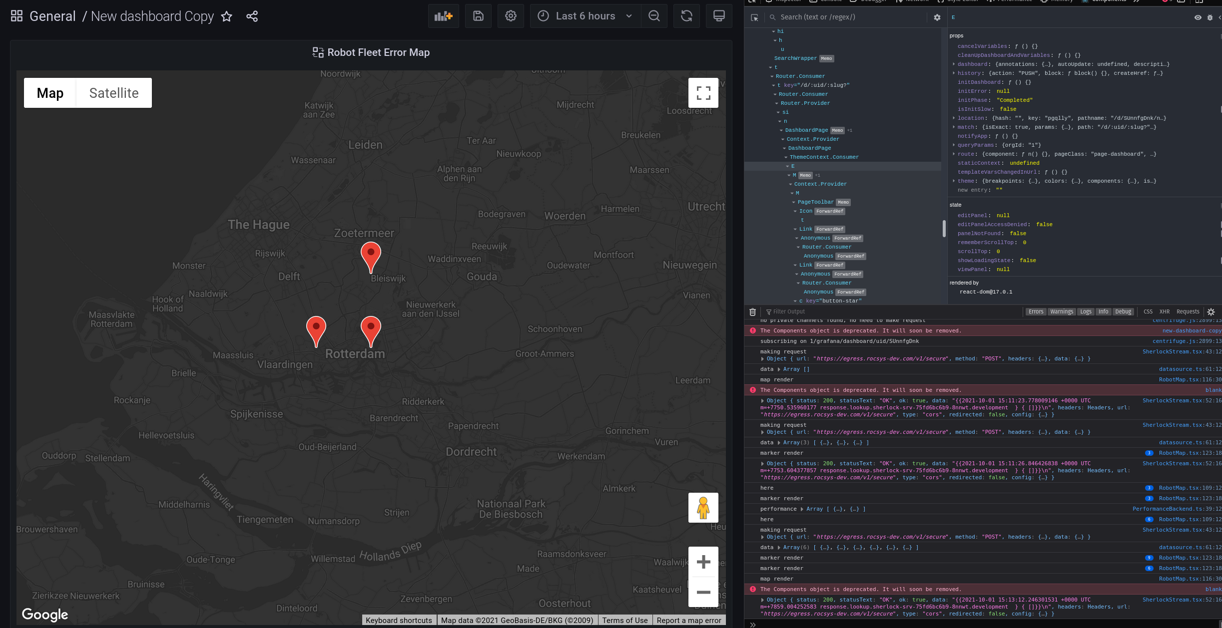 Grafana Panel Plugin onClick handlers works in edit mode, but not on