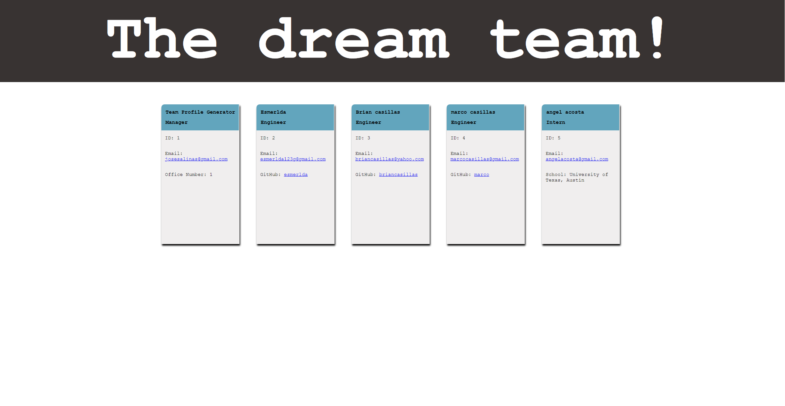 GitHub - Briancasillas17/TeamProfileGenerator
