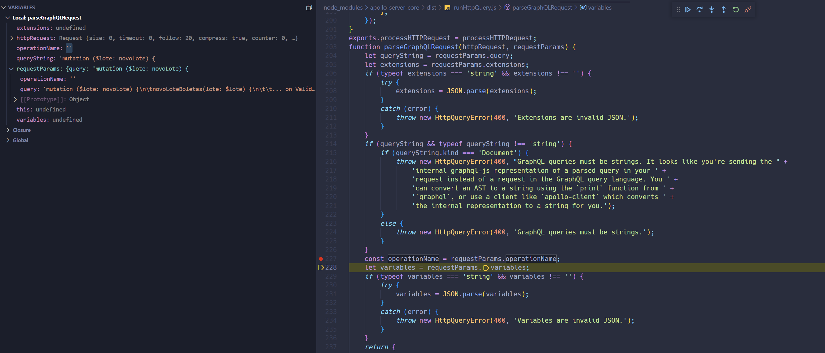 GraphQL Operations Menu is not disabled and causes "operationName" to