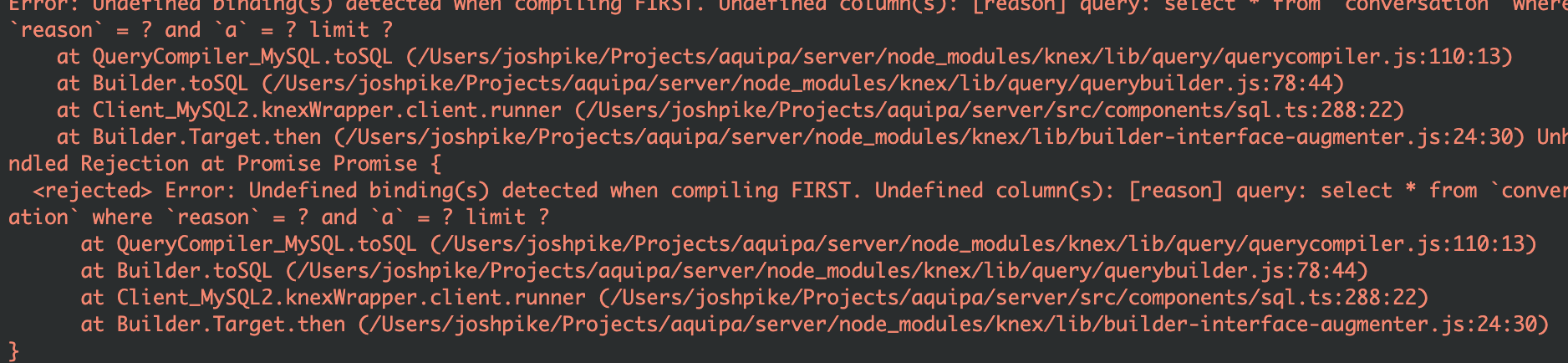 Thrown undefined bindings promise does not carry the full stack in the ...