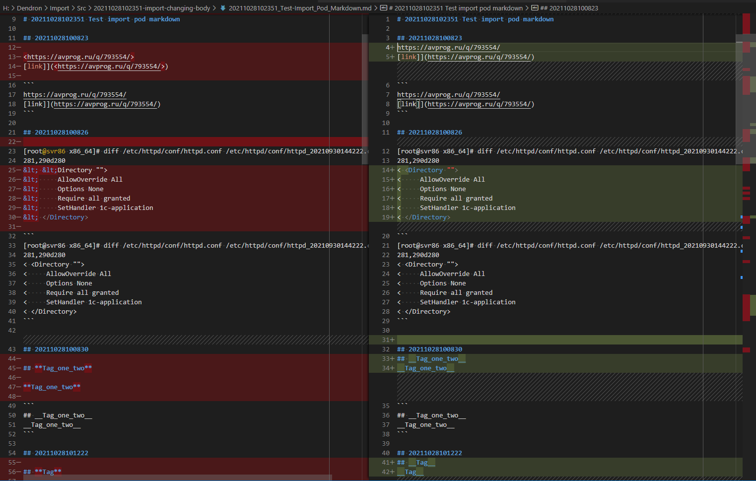 Import Pod Markdown is modified my own notes body content · Issue 1608