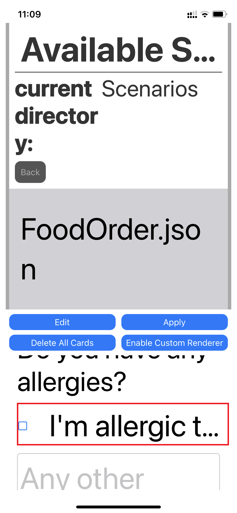 Note - Text under Food Order