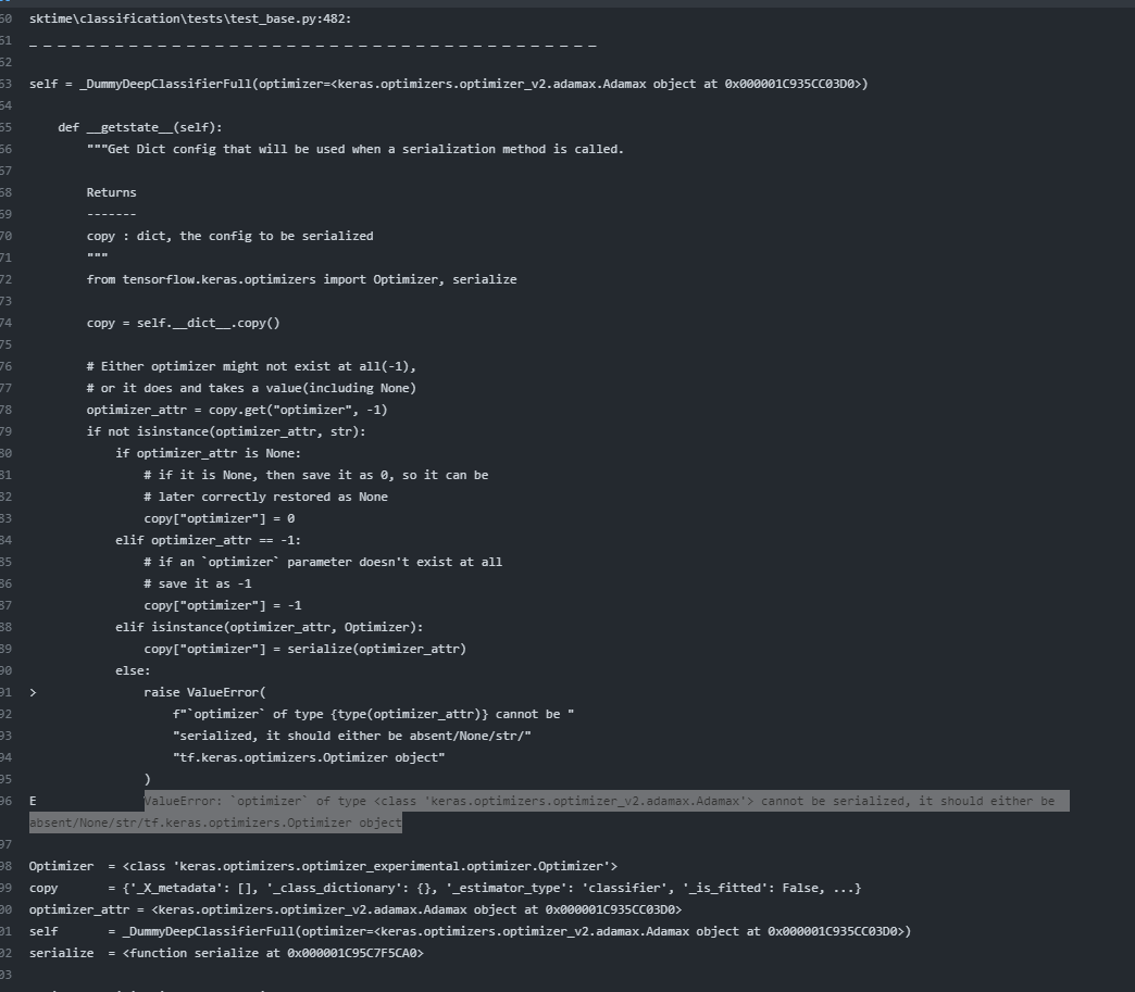 [BUG] testing deep learning base class fails due to optimizer type ...