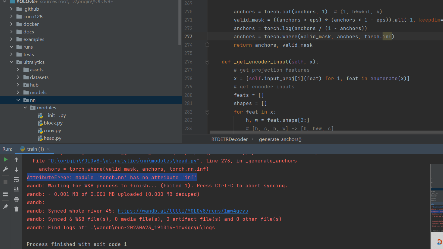 When training the rtdetr model, appears in ultralytics\nn\modules\head ...