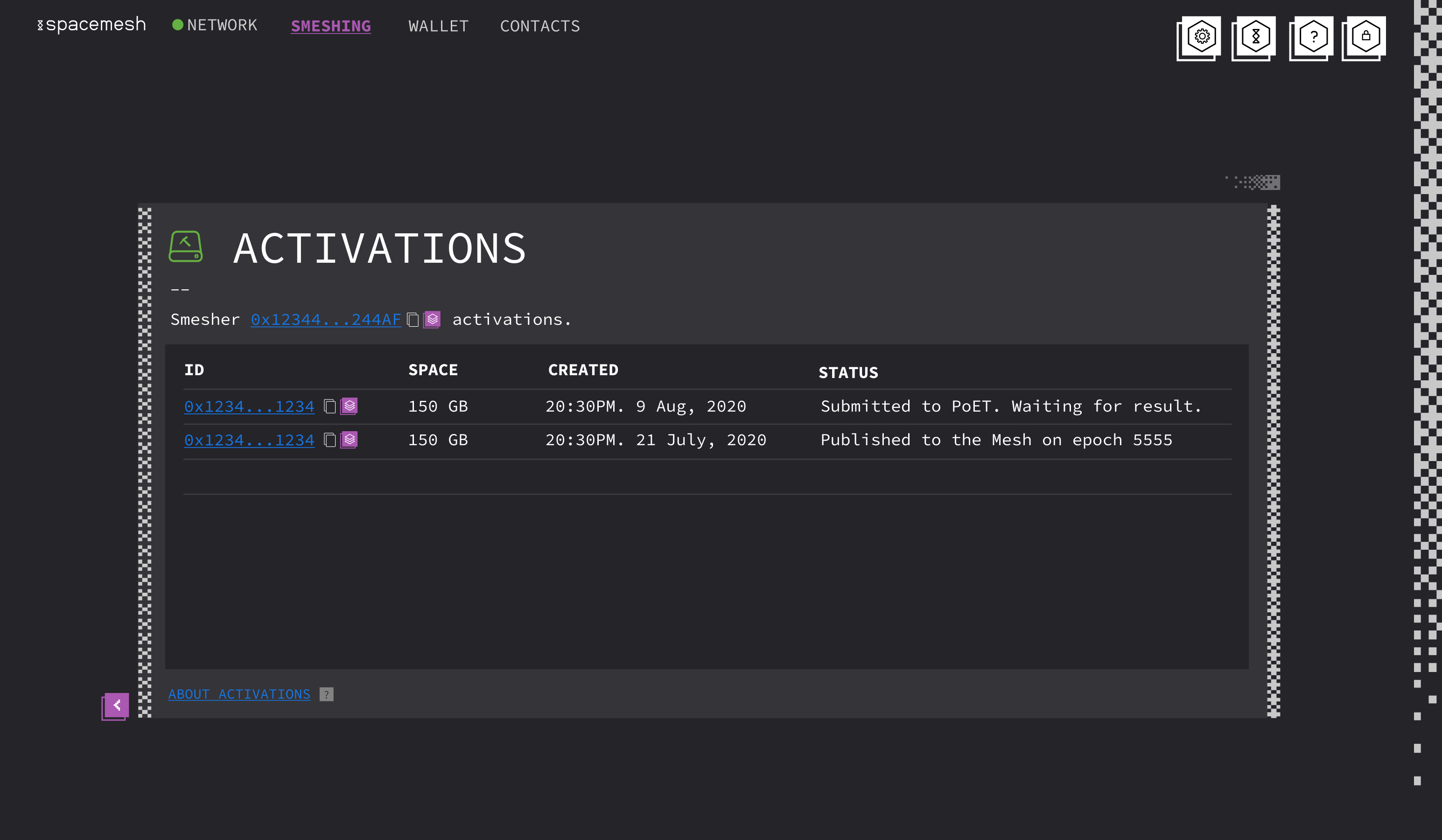 Activations List Screen