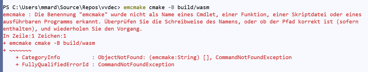 Problems Building WASM · Issue #2 · fraunhoferhhi/vvdecWebPlayer · GitHub
