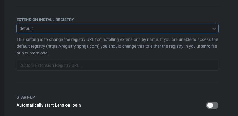 Add support for customizing the extension install registry URL by ...