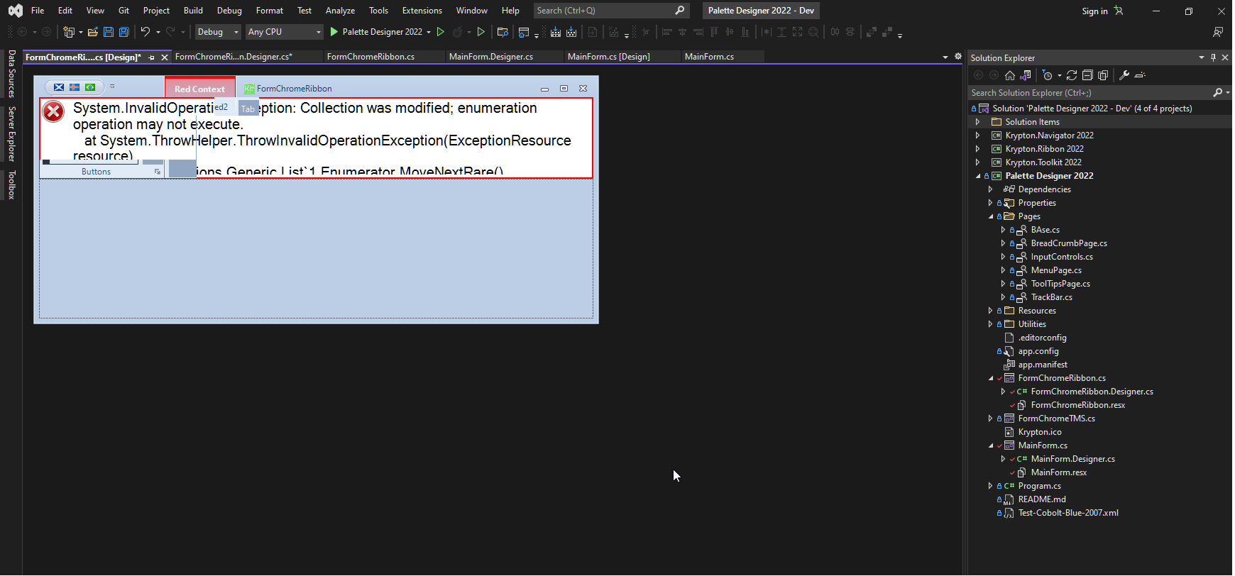 [Bug]: `KryptonRibbonGroup` does not have entries for either ...