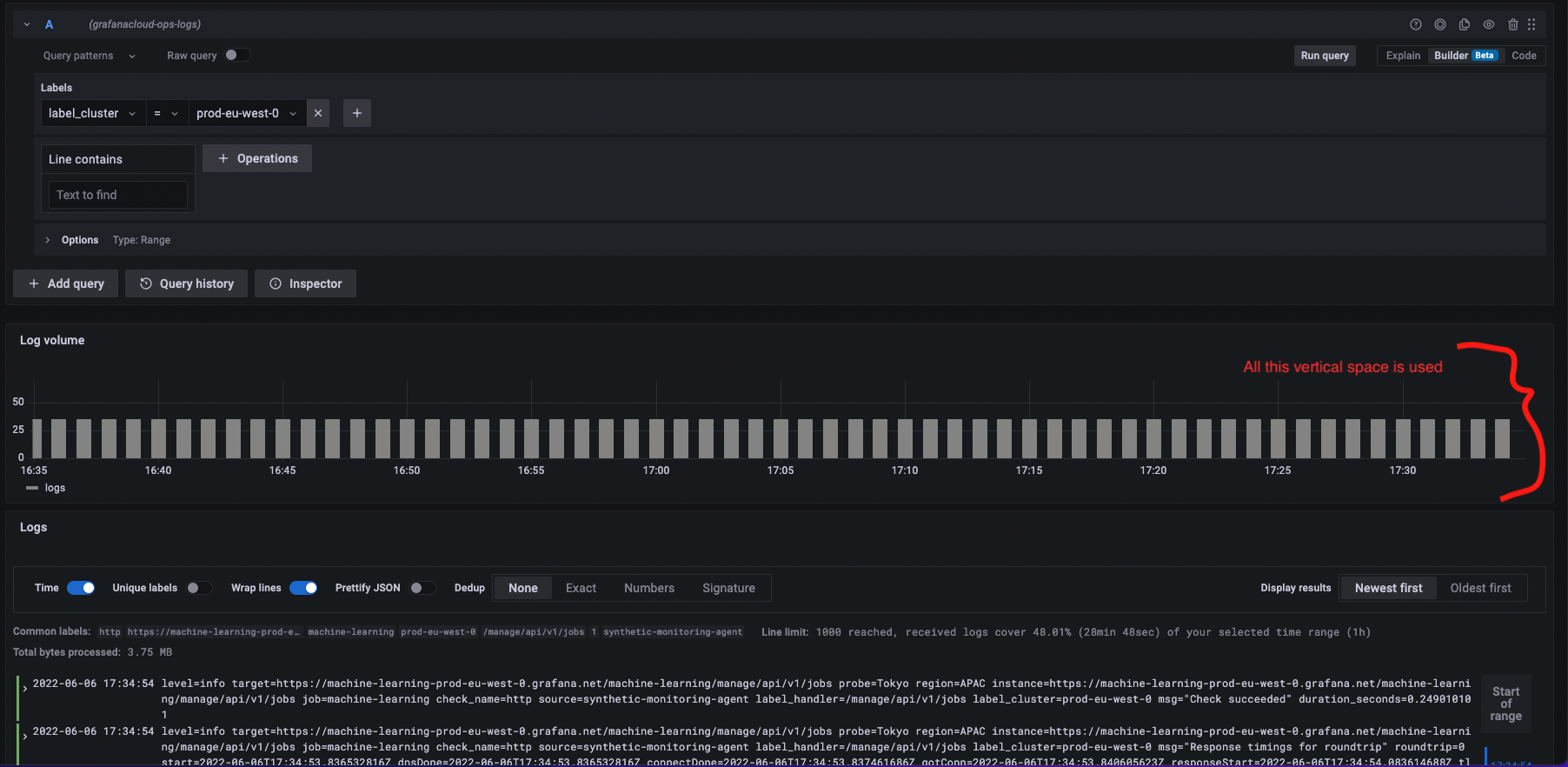 Make the Log Volume Histogram Collapsible · Issue 50265 · grafana