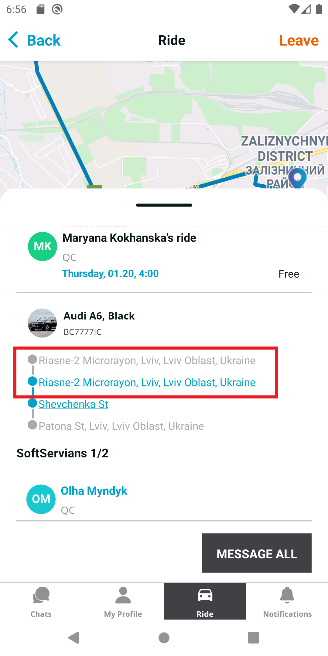 [Ride page] Duplicated stops are shown when Passenger's and Driver's ...