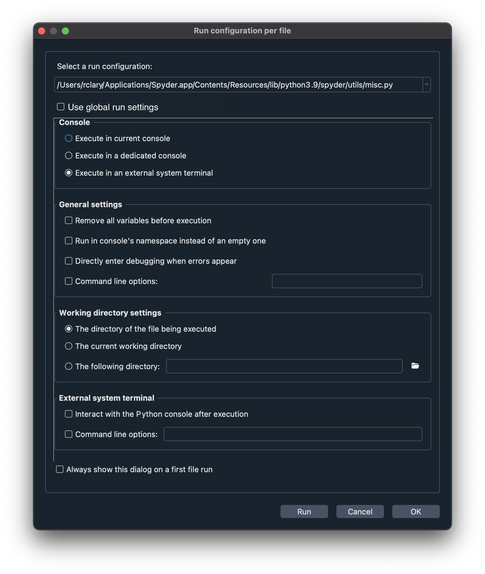 Add option to reset perfile run configurations · Issue 16207 · spyder