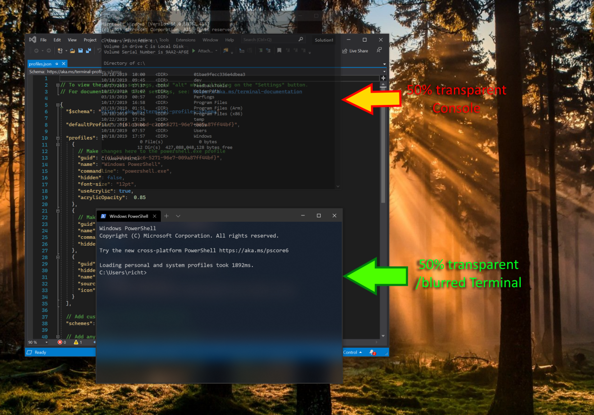 Enable transparent backgrounds in Windows Terminal