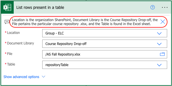 Figure 10. Power Automate comments