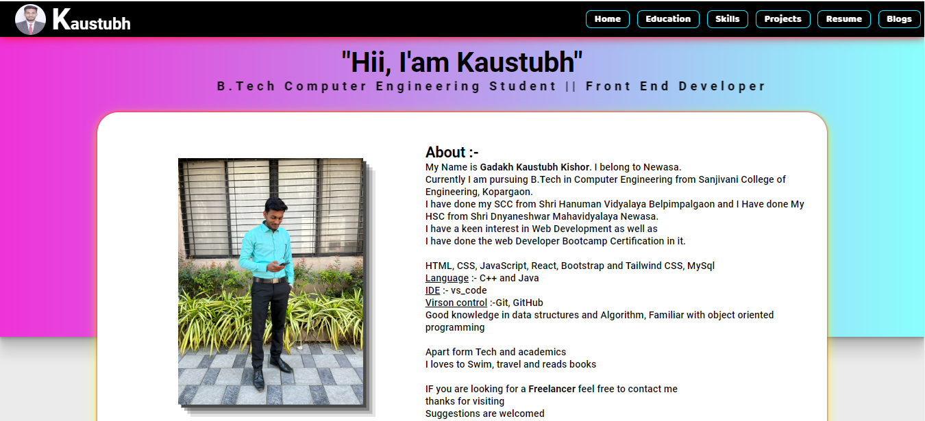 GitHub - kaustubhgadakh/Portfolio: Deploys for the website link 👇