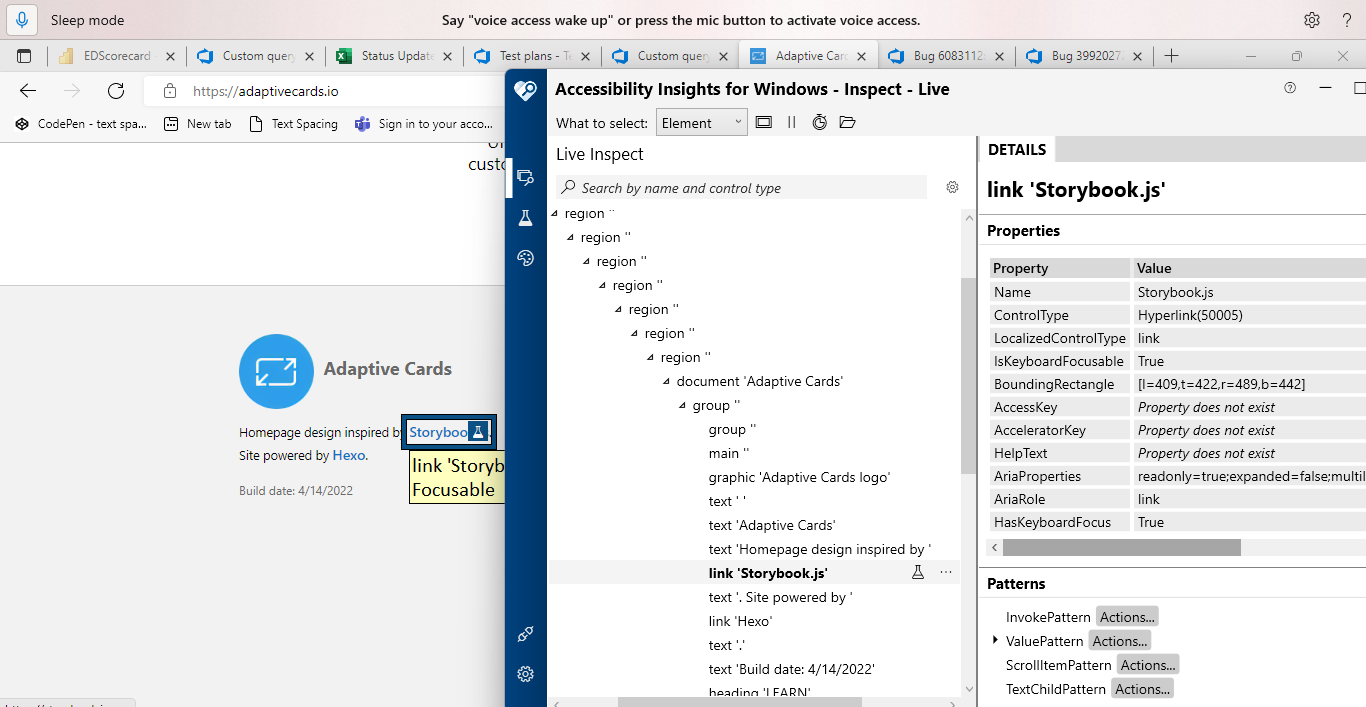 MAS4 3 1 - With VA not able to click Privacy and Cookies Cde