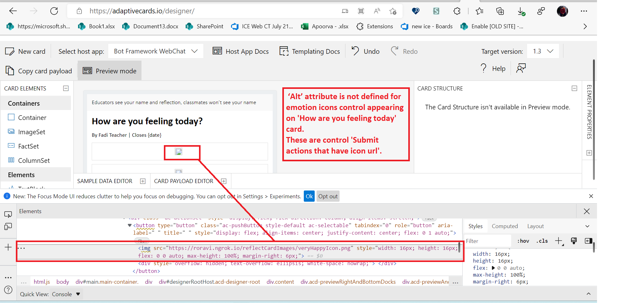 MAS1 1 1  ‘Alt’ attribute is not defined for emotion icons control appearing on 'How are you feeling today' card