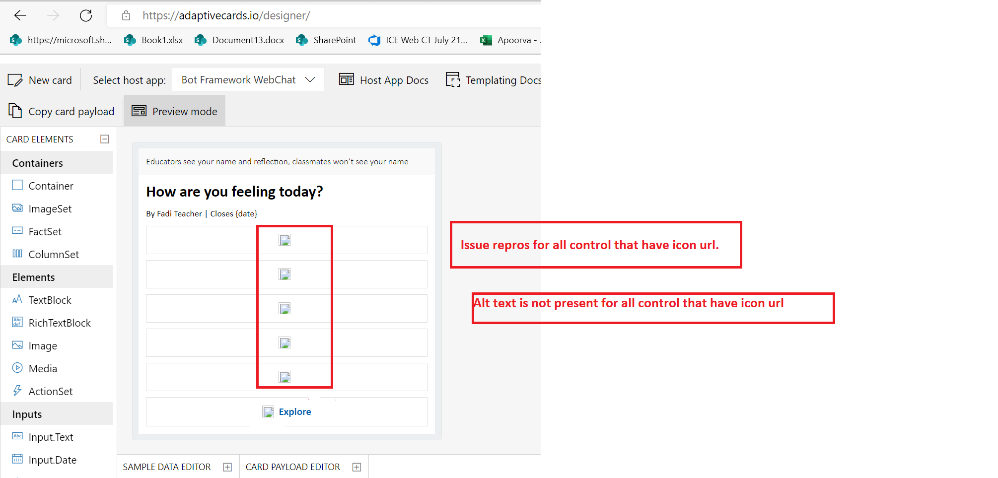 Alt text is not present for all control that have icon url