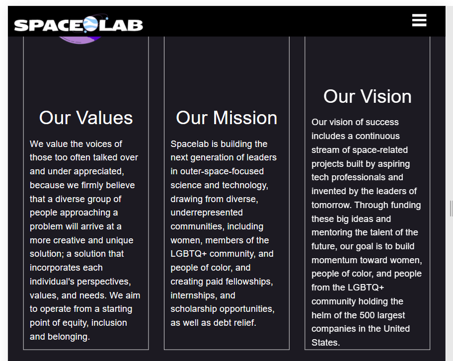 Bug Fix: Homepage our vision container · Issue #282 · spacelabdev ...