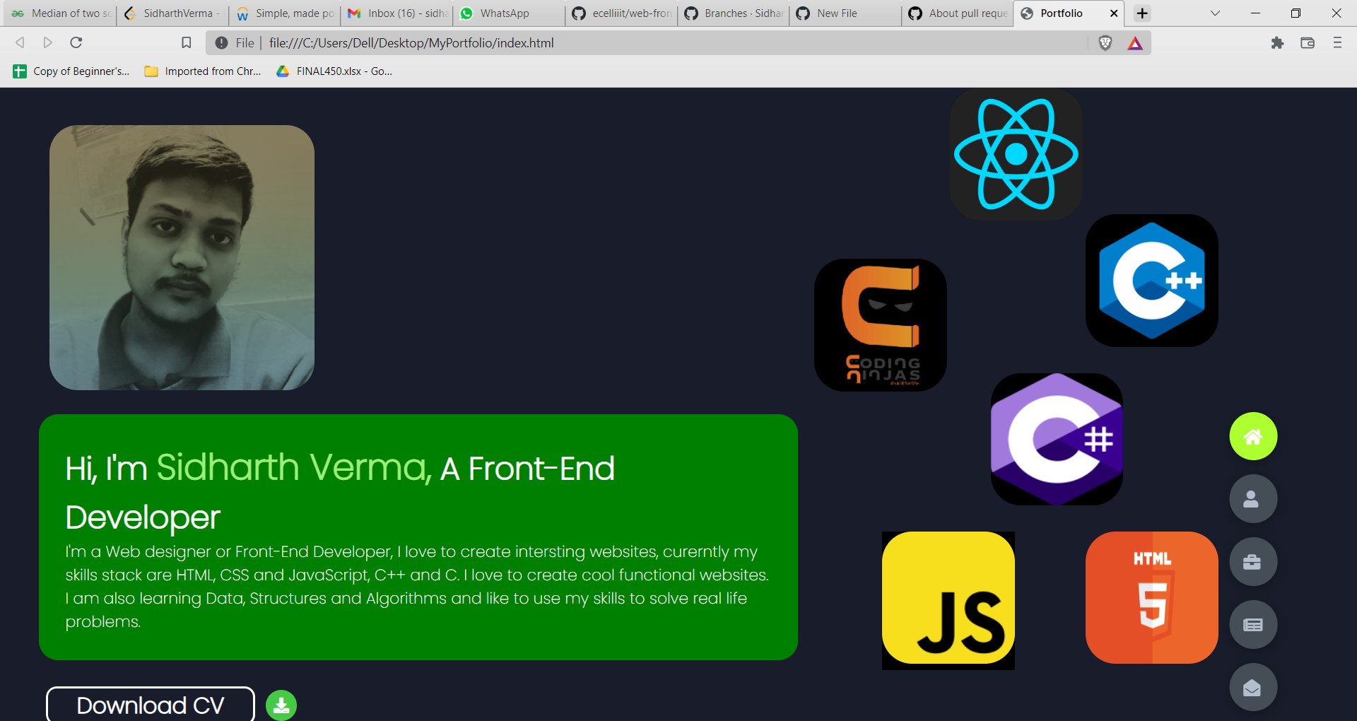 GitHub - SidharthVerma-tech/MyPortfolio: This is my portfolio but is ...