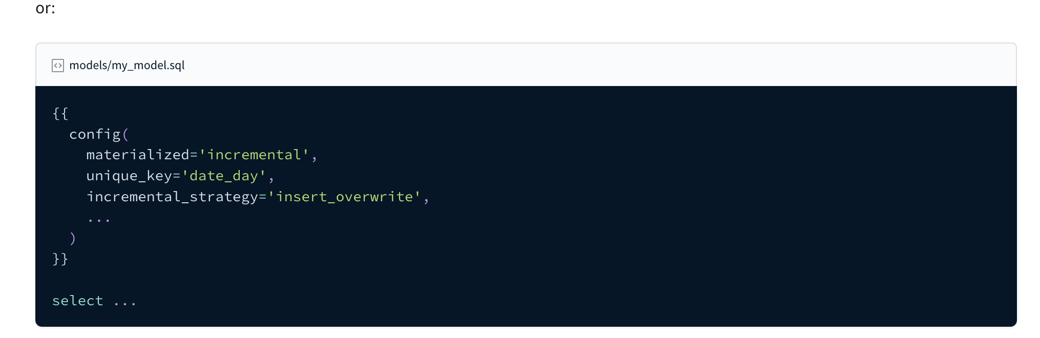 Documentation unclear on insert_overwrite and unique_key · Issue 1584