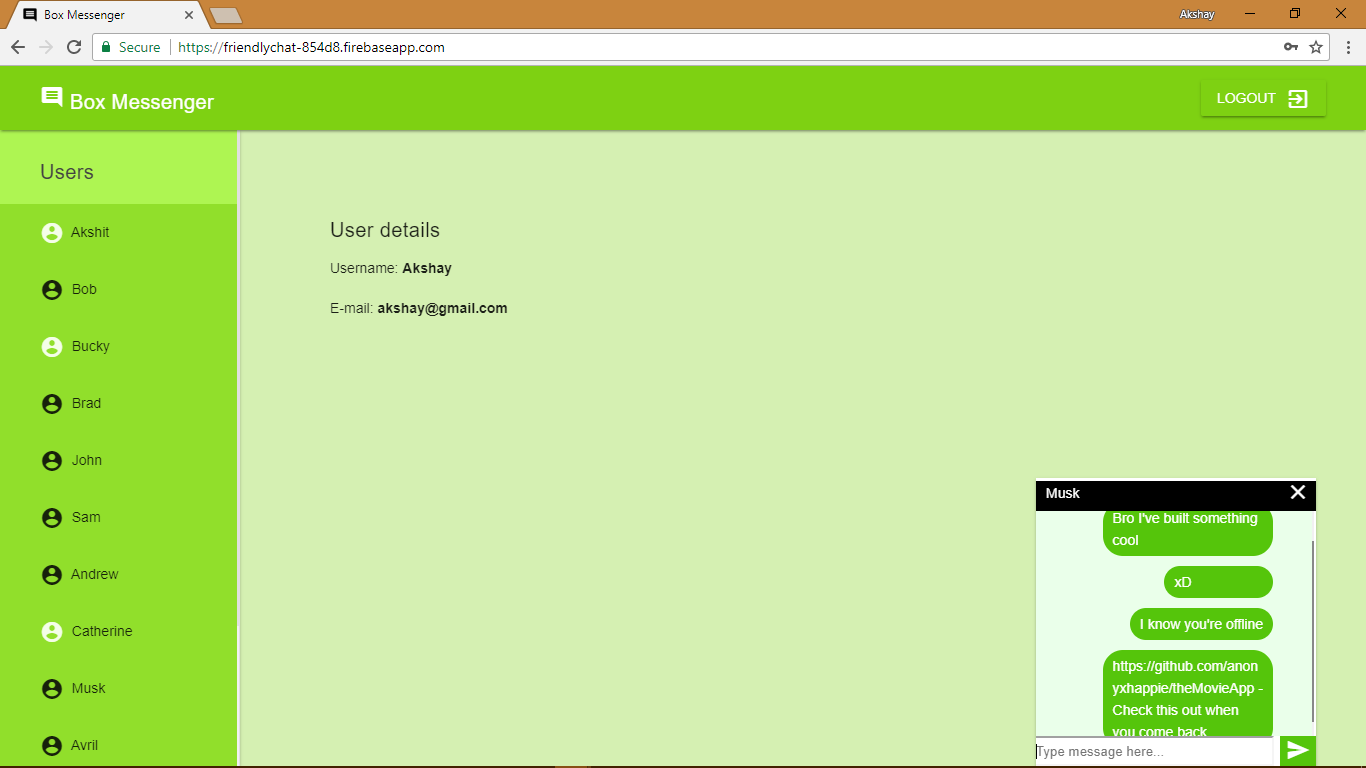 GitHub - anonyxhappie/BoxMessenger: Web Based Real-Time Chat Application