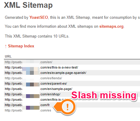 trailing slash missing on translated homepage urls in sitemap