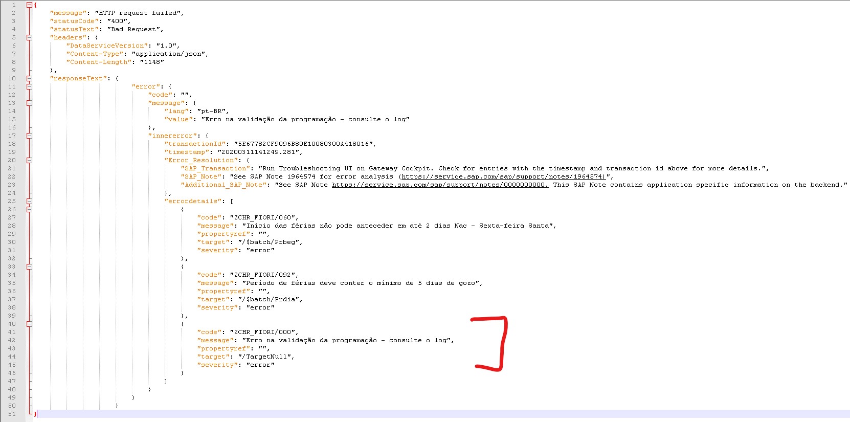 Exception in json Format