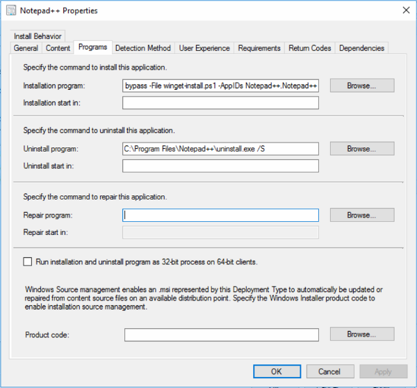 Run Powershell script from software package