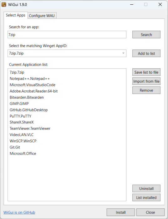 Winget Install GUI WiGui Is A Tool To Search Select And Install Apps 