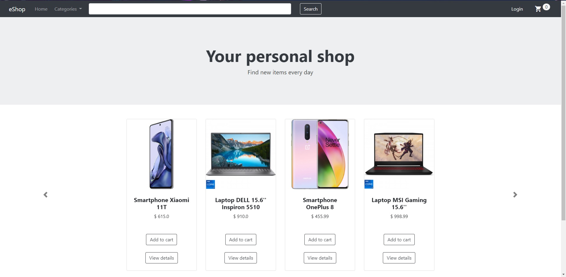 GitHub Shopping application using Spring