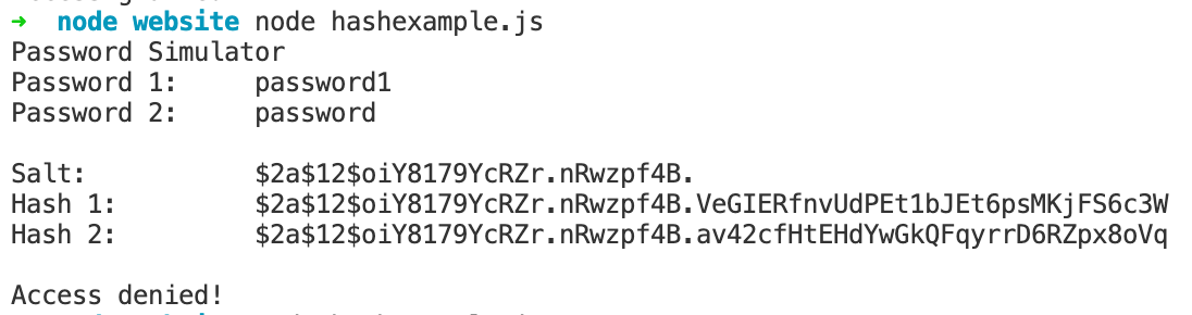 password hashing example