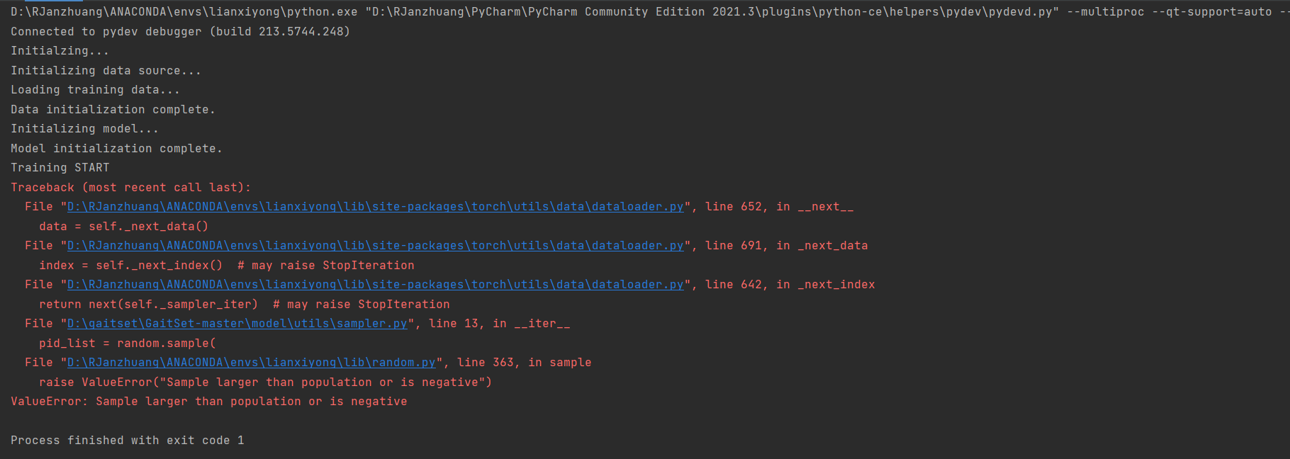 运行train.py文件时，随机取样有问题，请问怎么解决？ · Issue #158 · AbnerHqC/GaitSet · GitHub