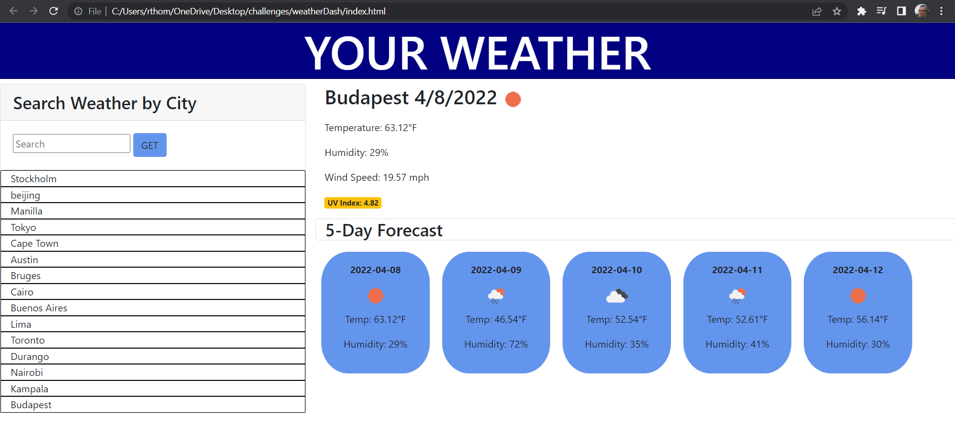 GitHub - rthomson412/weatherDash: Retrieve weather forecasts via a ...