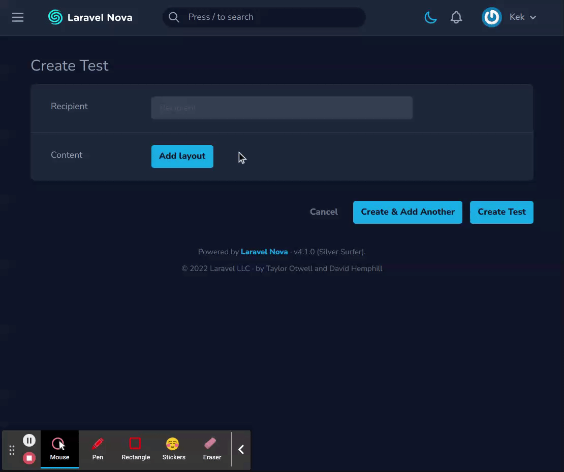 Laravel - Create Test