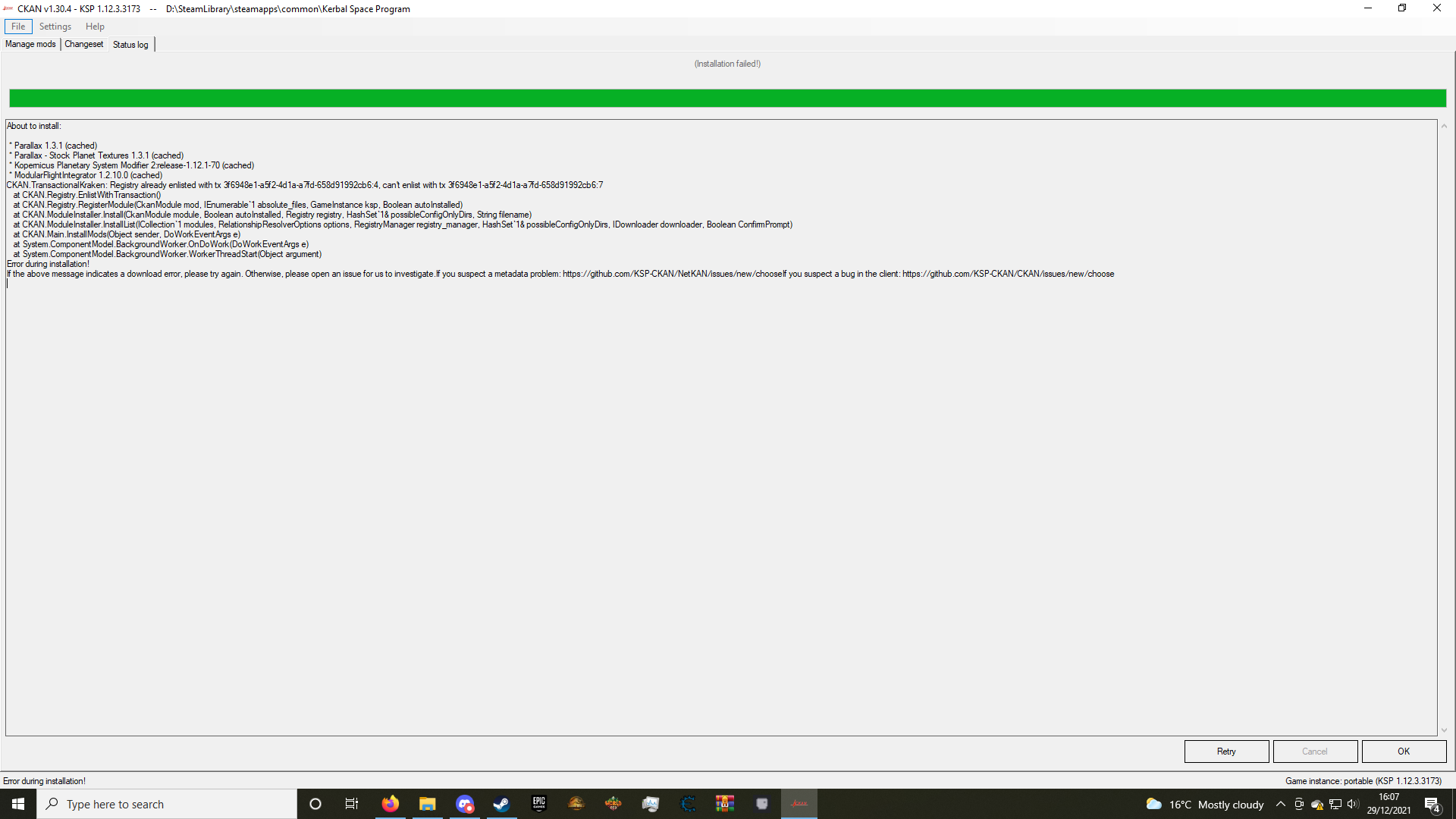 Registry already enlisted with tx error during install · Issue #3502 ...