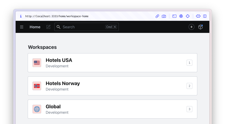 plugin inside sanity studio showing workspaces