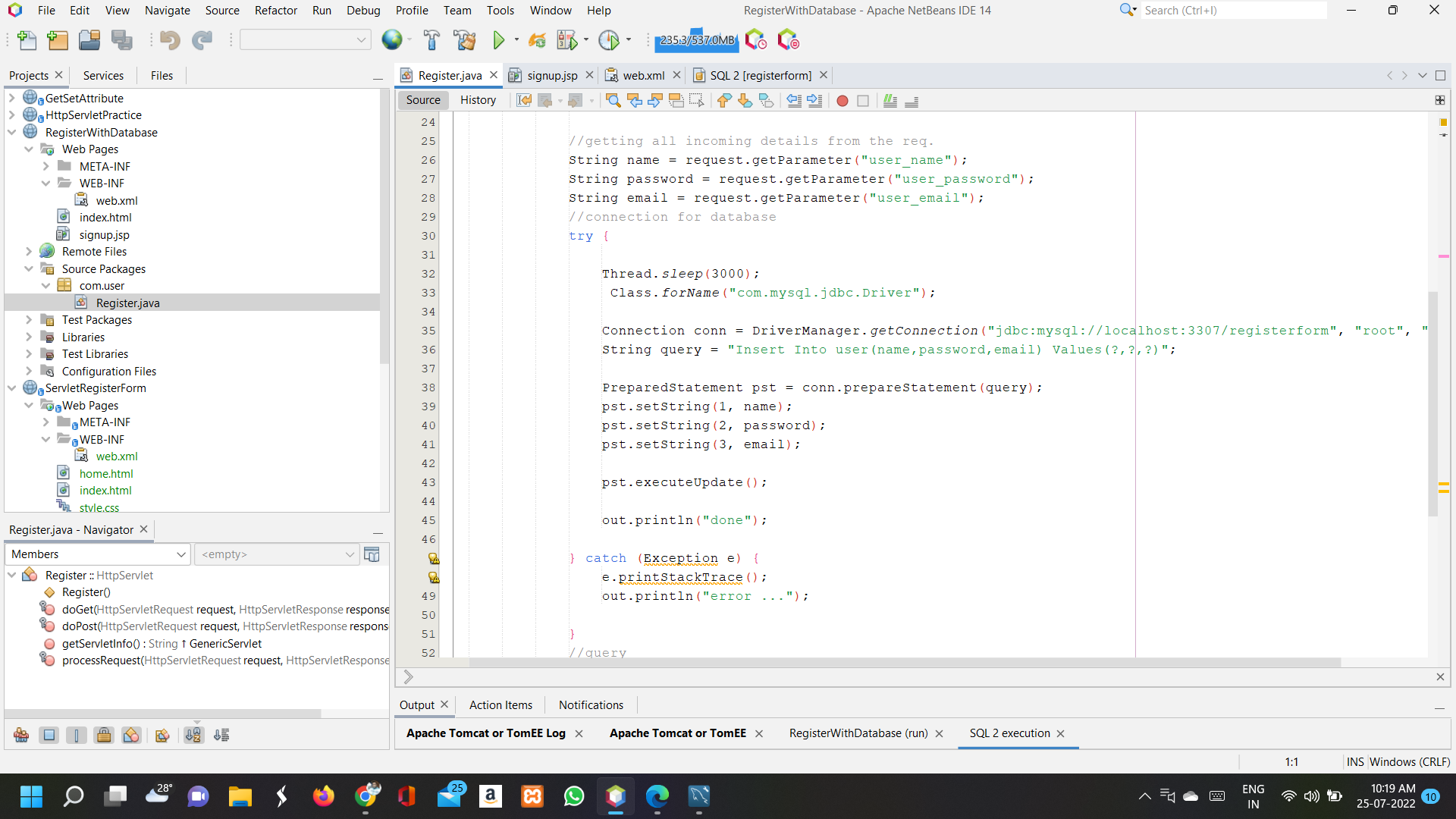 GitHub - ganeshaware18/RegisterWithDatabaseAndServlet