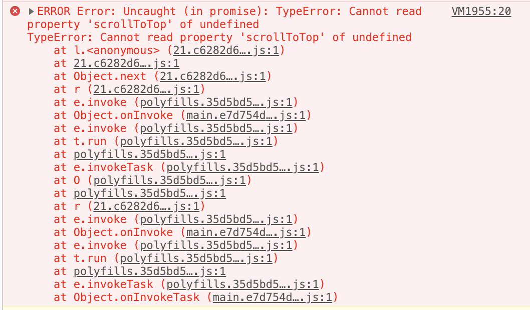 [4.0.0-rc.1] IonContent.scrollToTop is not work in production build ...