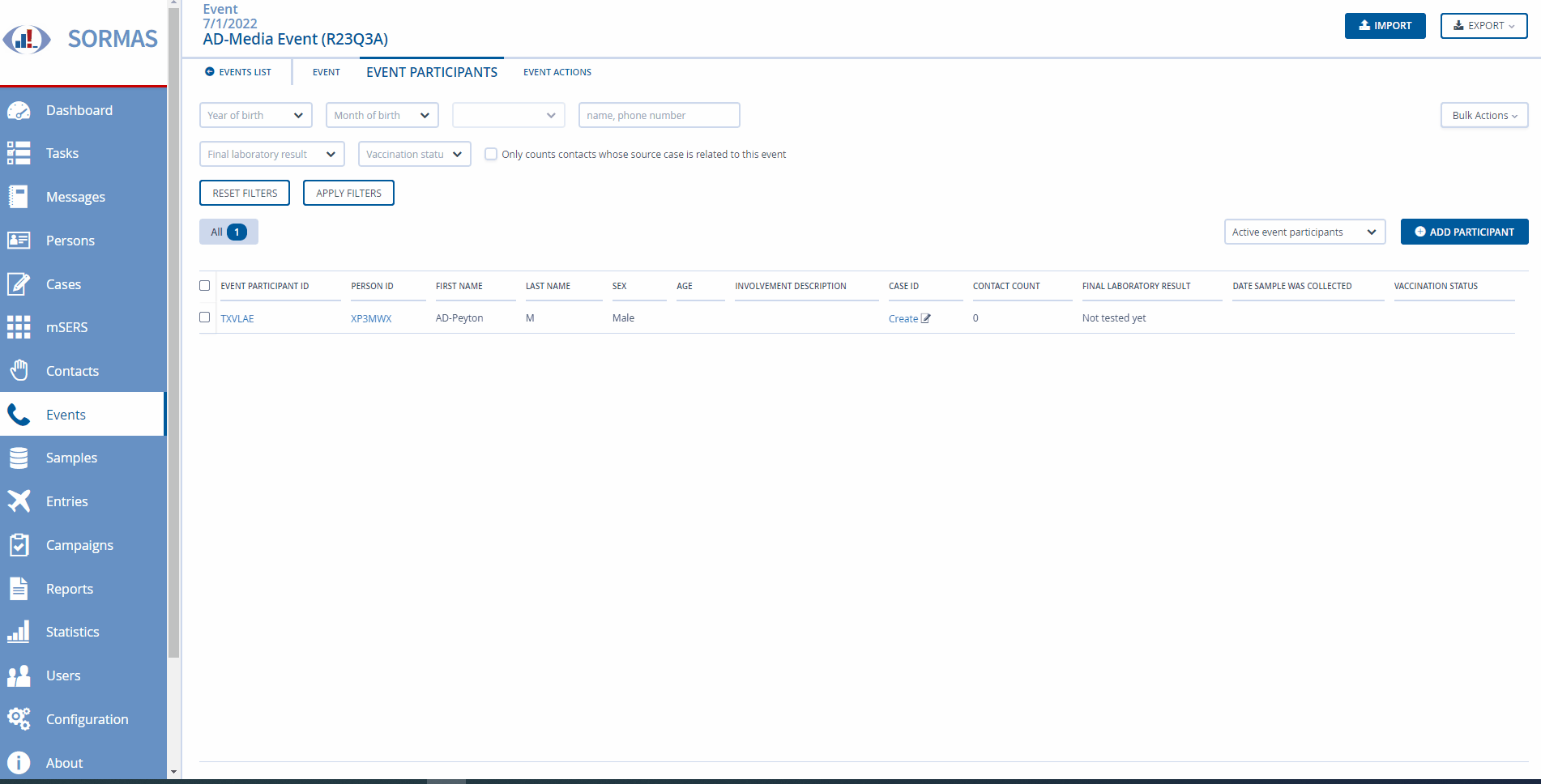 Event Participant Result