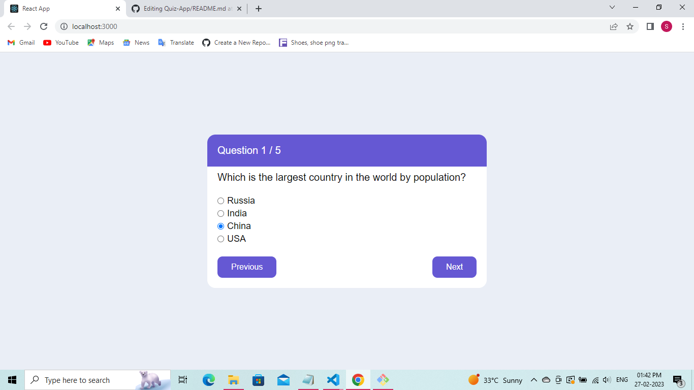 GitHub - thakkarshrey/Quiz-App: This is a simple client side quiz app