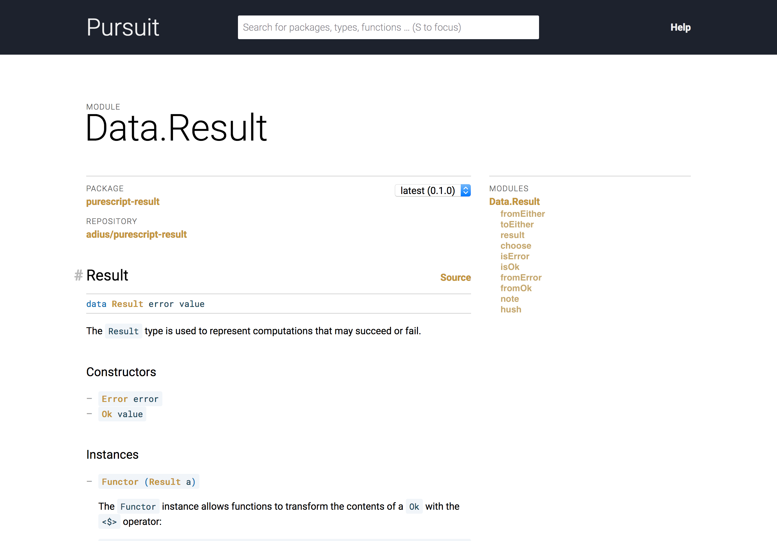 screenshot-2018-1-14 data result - purescript-result - pursuit