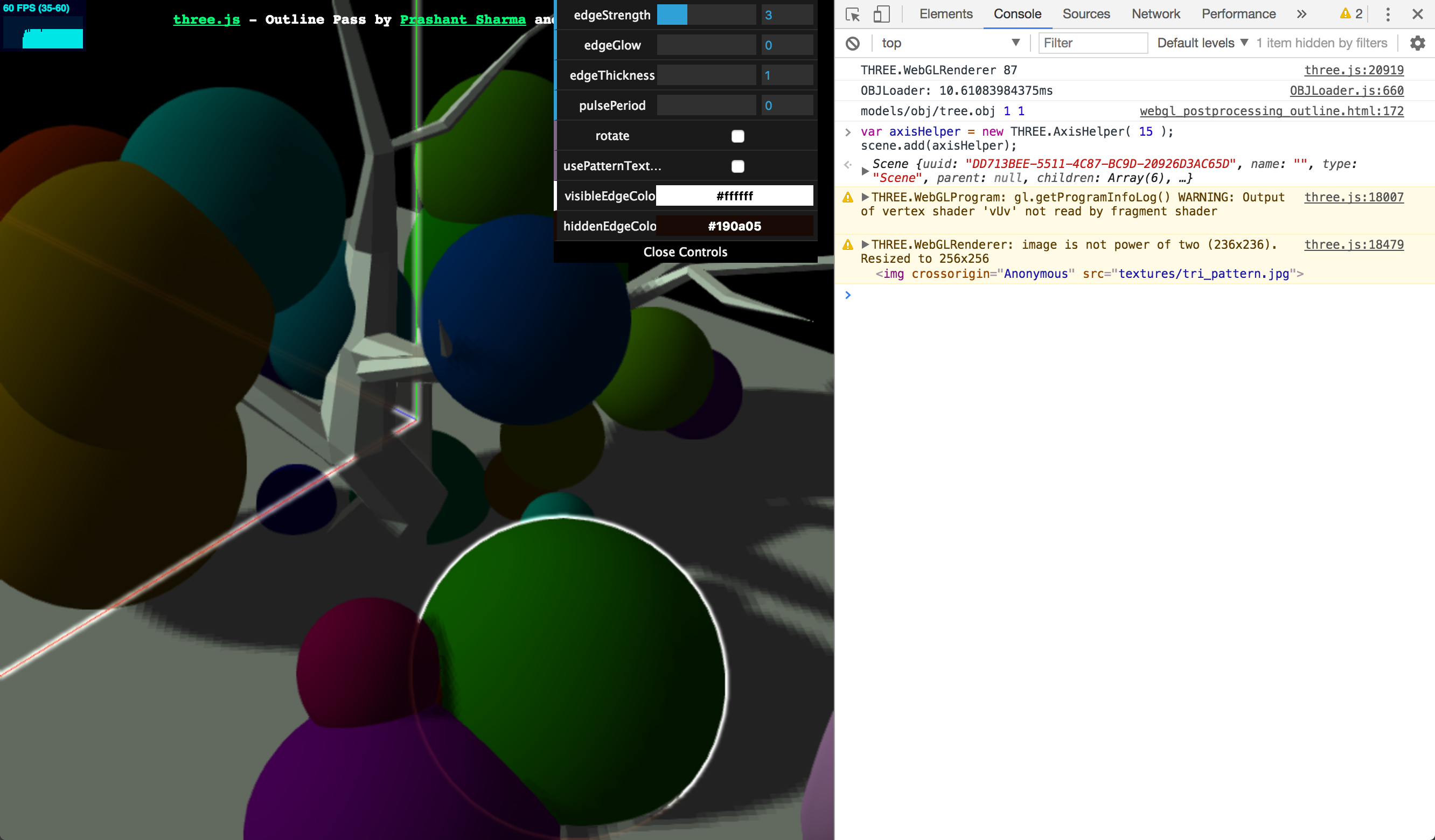 OutlinePass always outlines axisHelper, axisGrid and any Line object