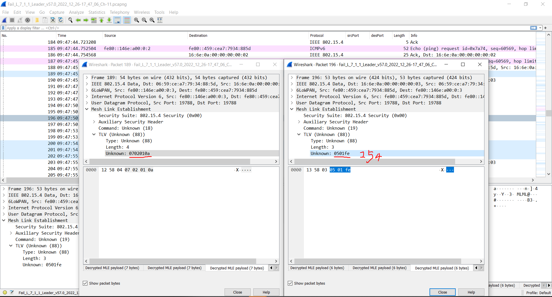 The Link Metrics Status SubTLV in Link Metrics Management Response message is 254(Failure