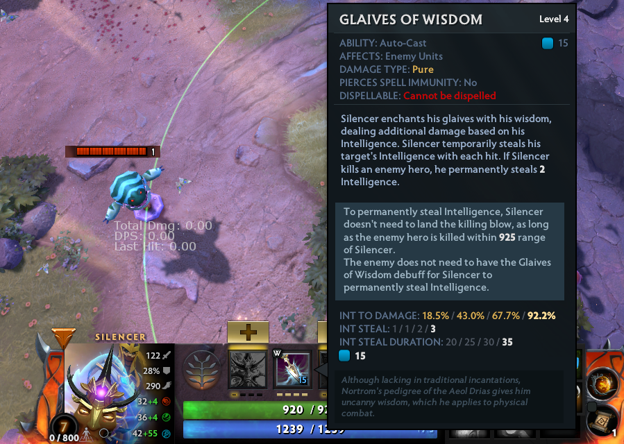 Silencer Glaives of Wisdom Damage indicator upon hit does not