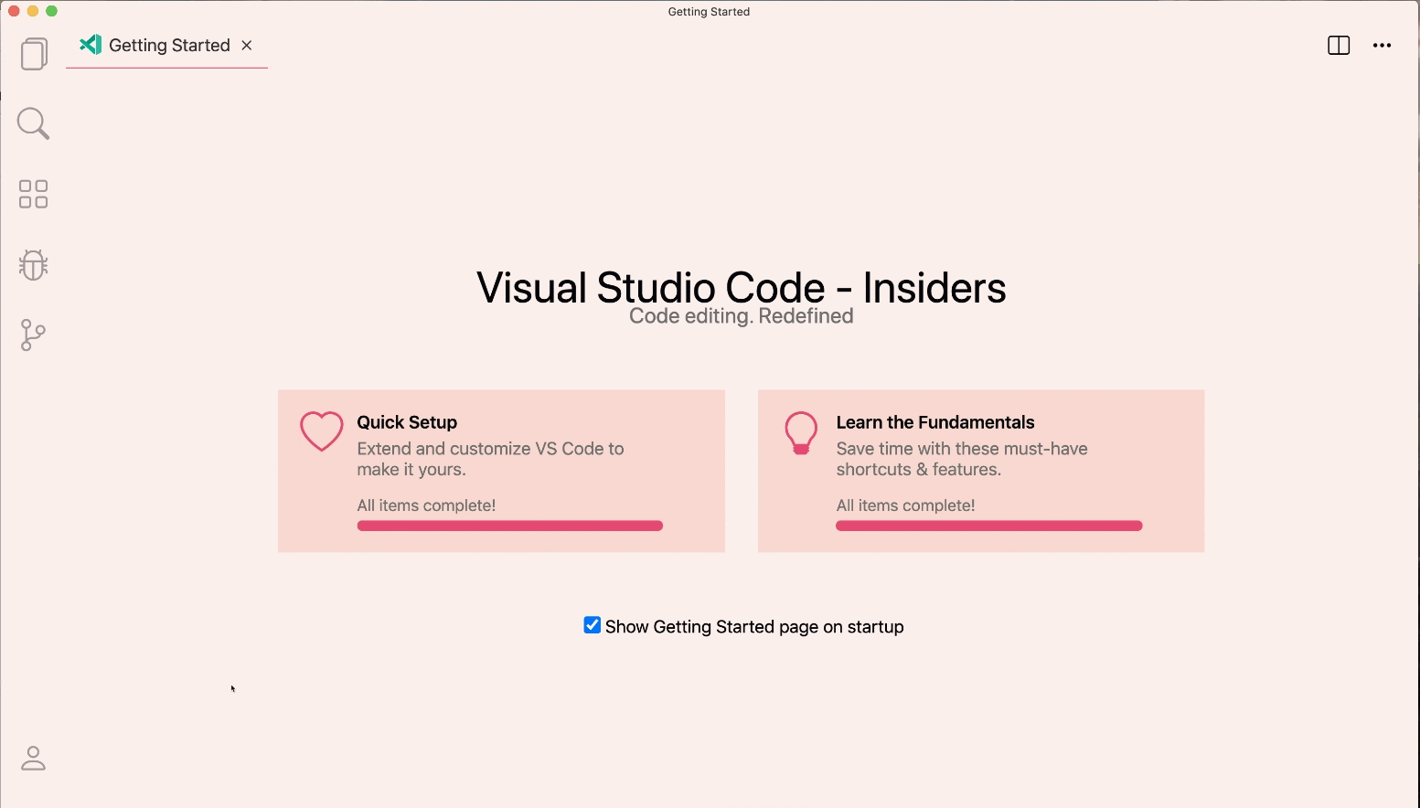 Completed tiles of "Getting Started" don't reopen · Issue #118251 ...