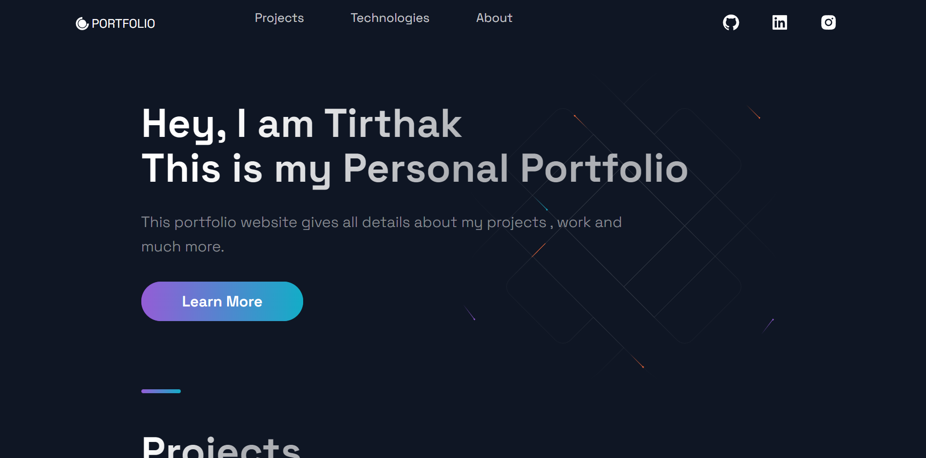 GitHub - TirthakBM/Portfolio: This is a portfolio of me . which gives ...