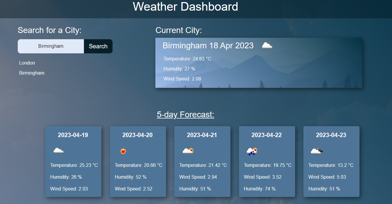 GitHub - AsmaH5/Weather-Dashboard