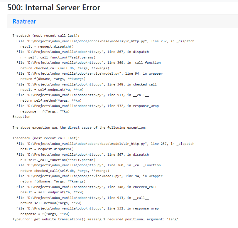 [Odoo 14] Error 500 shows traceback in production server · Issue #81013 ...